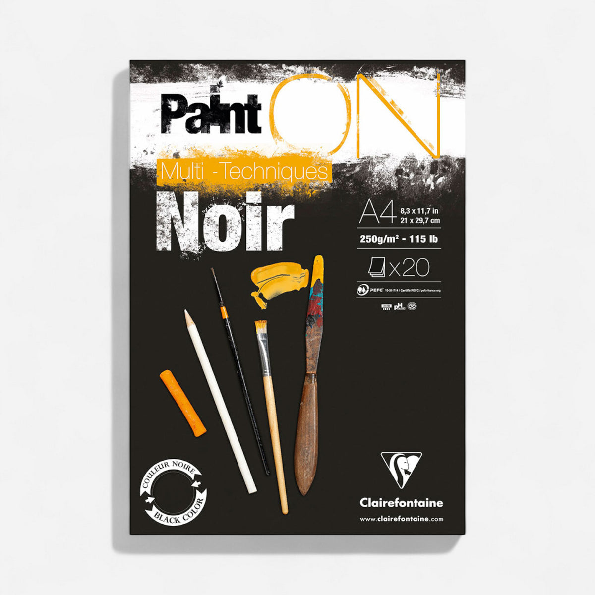 Clairefontaine PaintON Mixed Media Black Paper Pad 250gsm