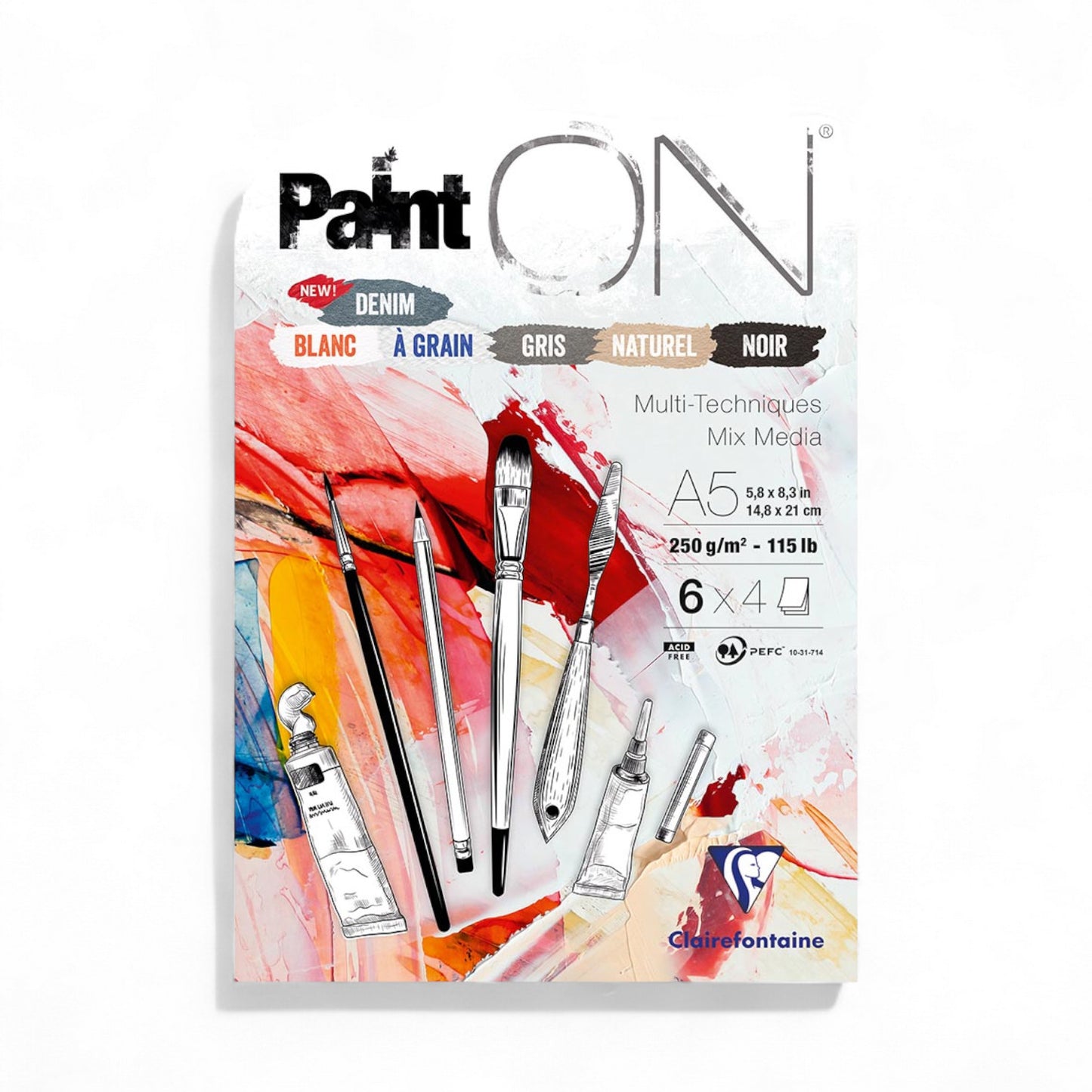 Clairefontaine PaintON Mixed Media Assorted Paper Pad 250gsm