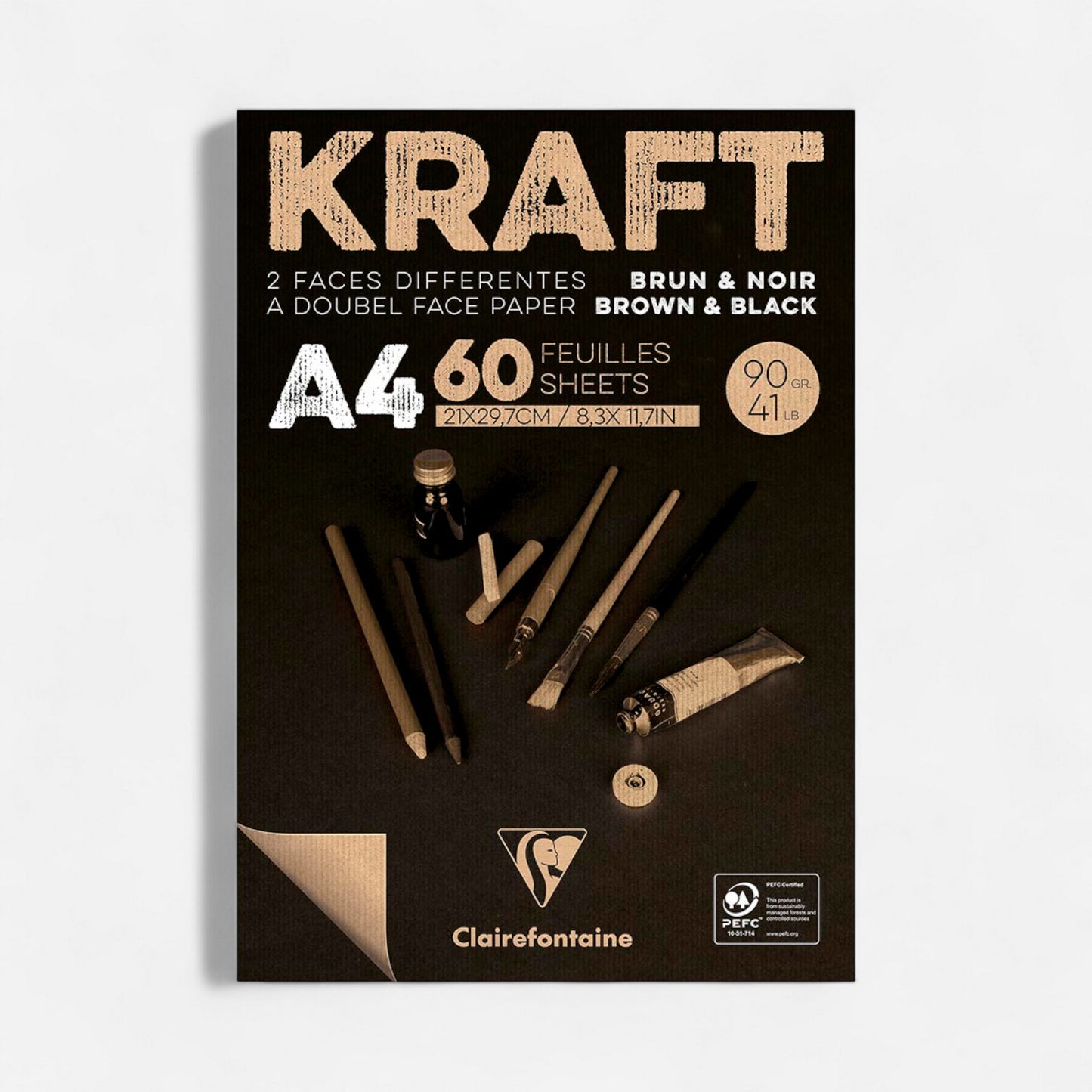Clairefontaine Kraft & Black Paper Pad 90gsm