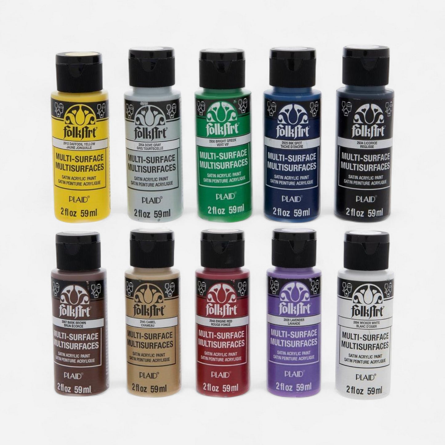 Folkart® Multi-Surface Acrylic Paint Set of 10 - BASICS