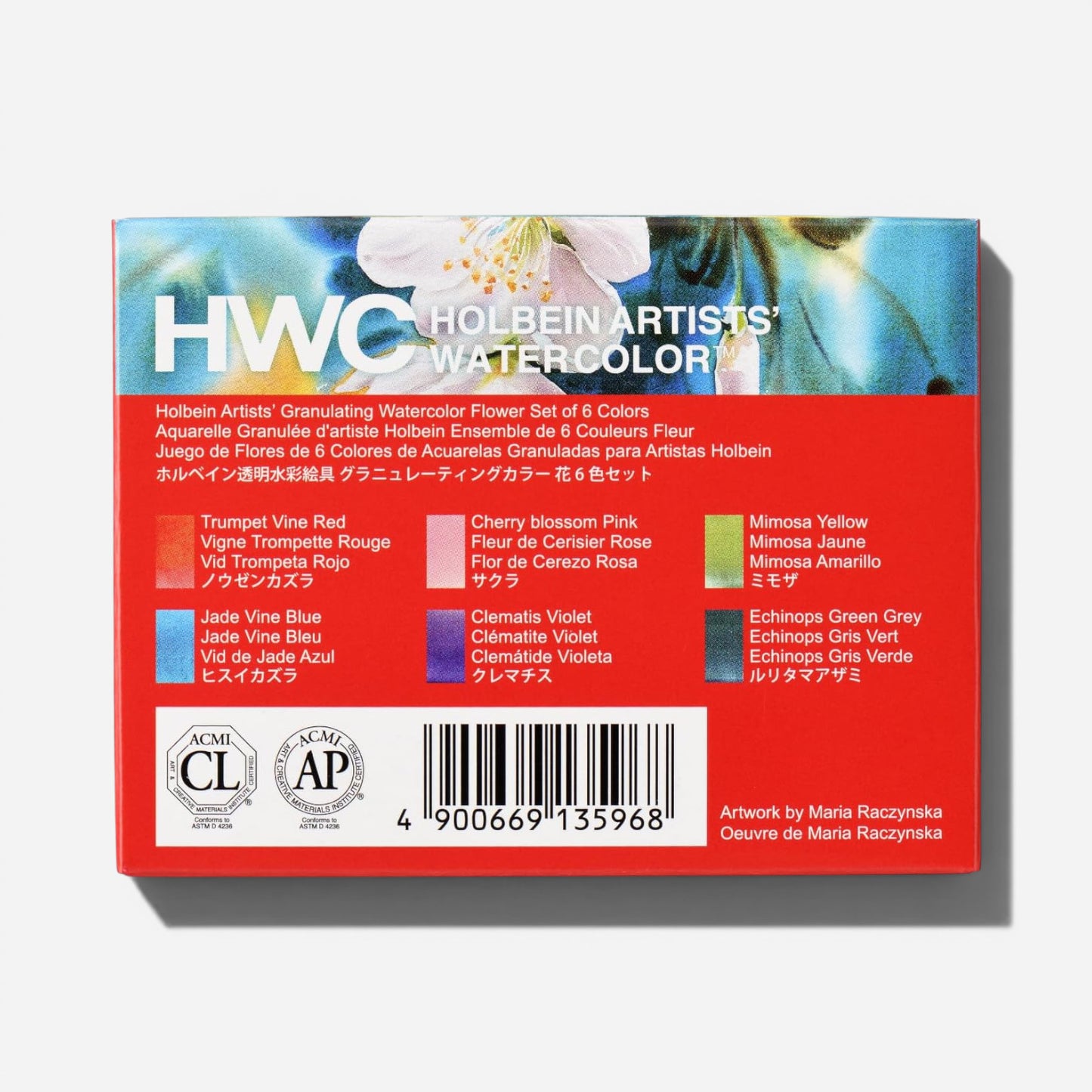 HWC Holbein Artists' Granulating Watercolour Flower Set 6