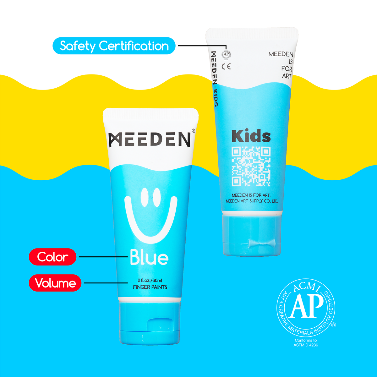 MEEDEN Kids Finger Paint Set 6 Colours