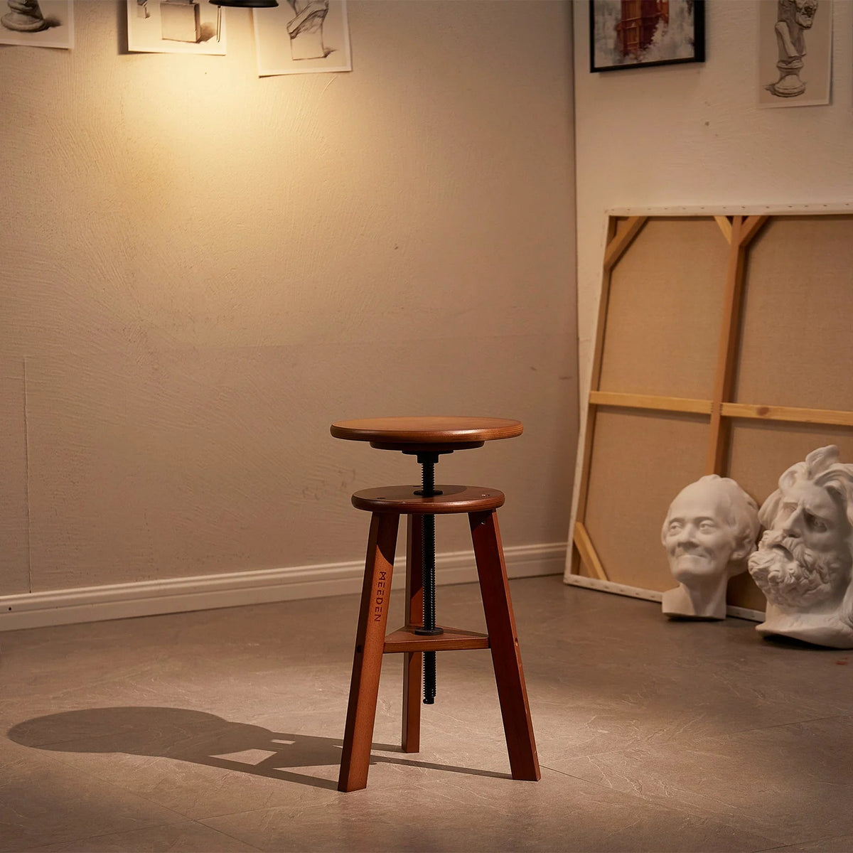 MEEDEN Wooden Adjustable Swivel Studio Stool
