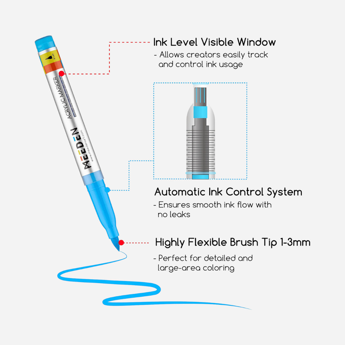 MEEDEN Acrylic Brush Marker Set