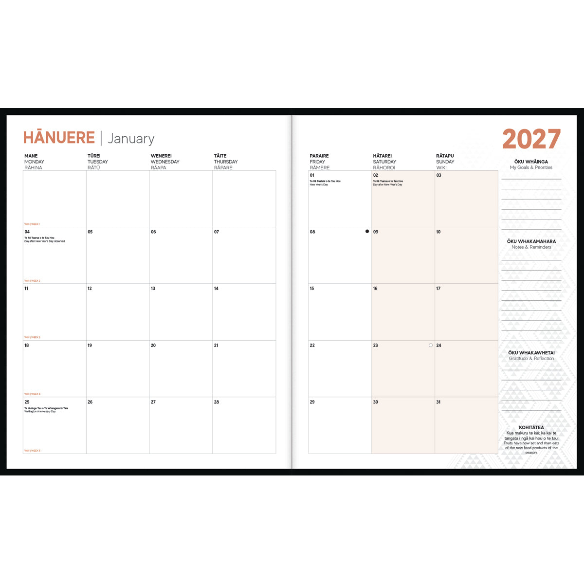 Tuhi Mahere ā Marama Monthly Planner Softcover 2027
