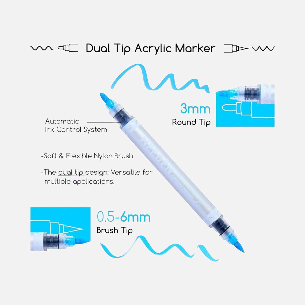 MEEDEN Acrylic Dual-Tip Marker Set in Carry Case