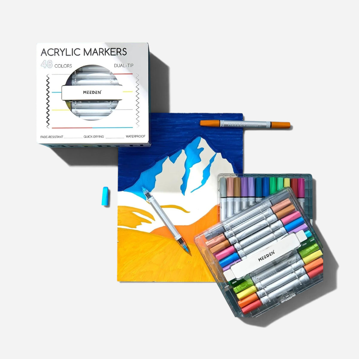 MEEDEN Acrylic Dual-Tip Marker Set in Carry Case