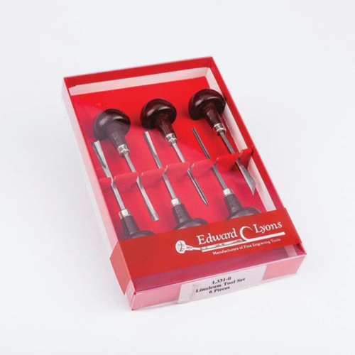 E.C. Lyons Mushroom Handle 6 Piece Lino Cutting Set