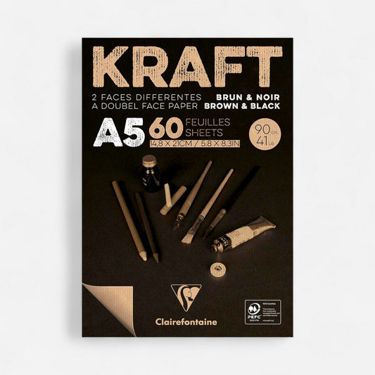 Clairefontaine Kraft & Black Paper Pad 90gsm