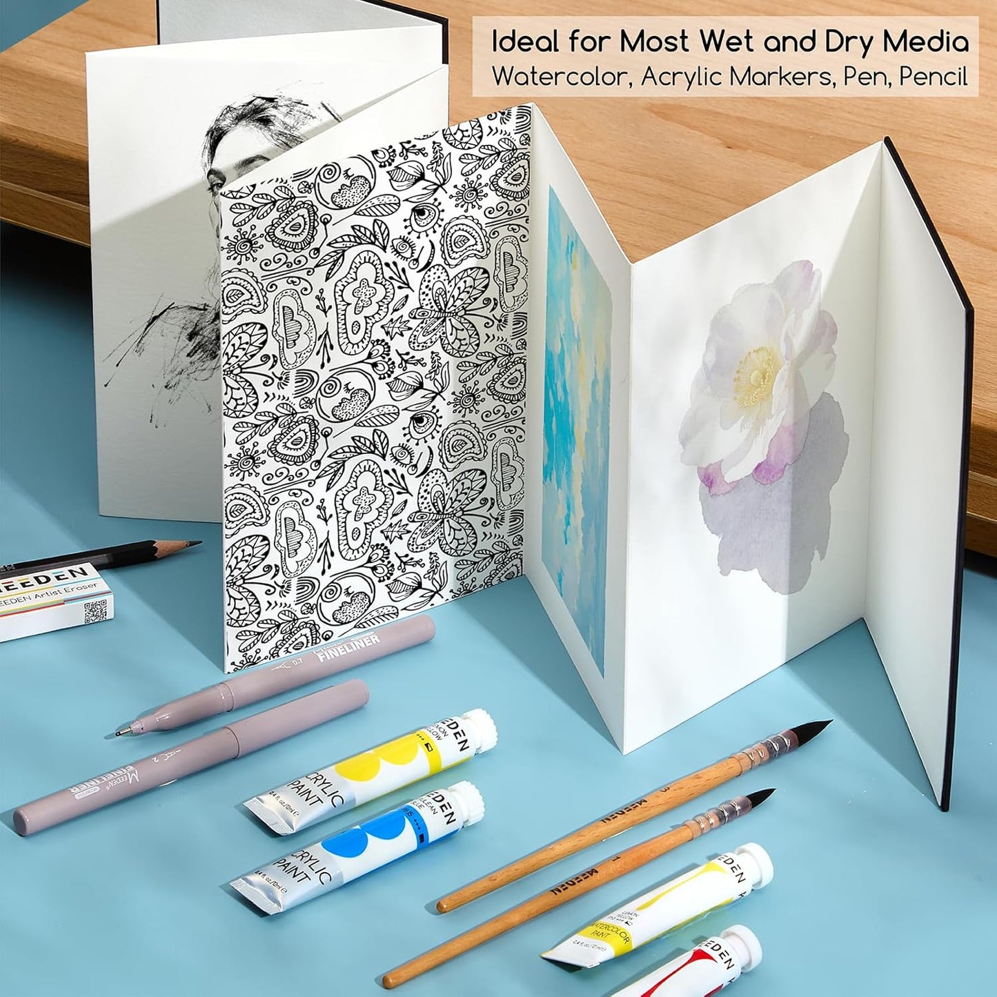 MEEDEN Concertina Watercolor Book A5