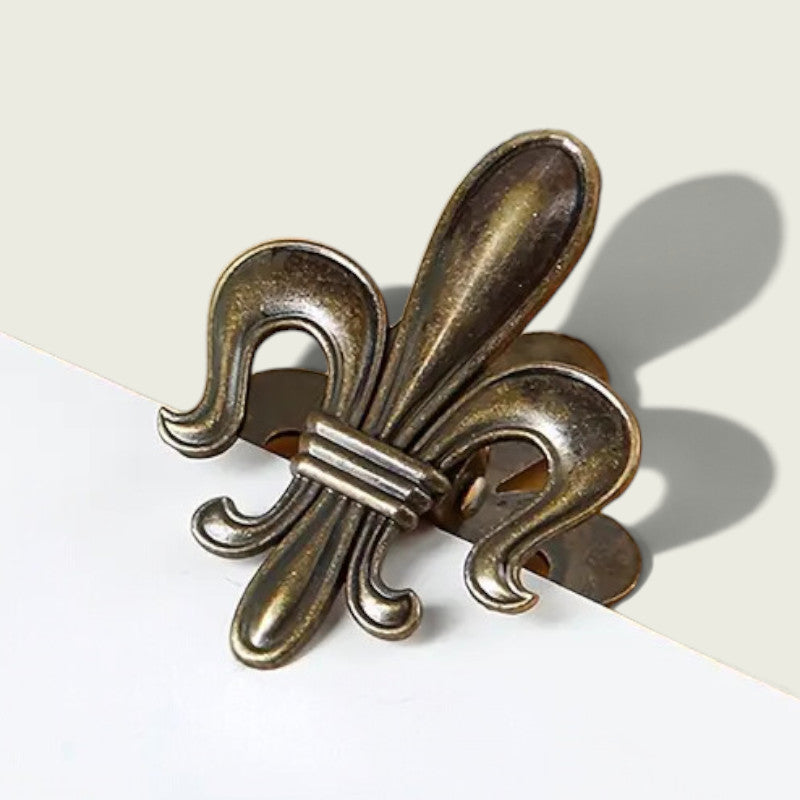 Vintage Metal Notebook Clip - Bronze-look Fleur De Lis (Iris flower)