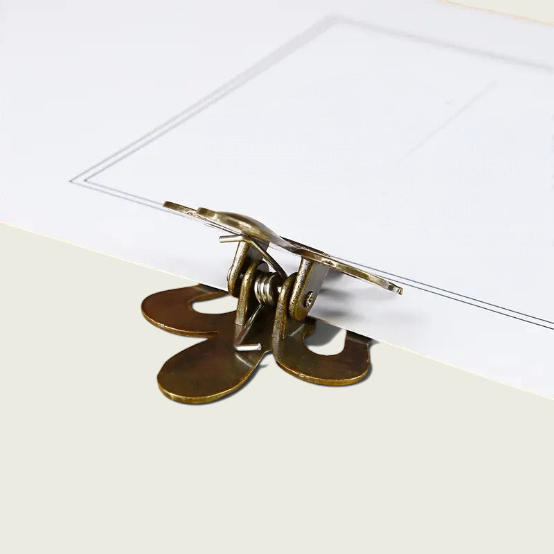 Vintage Metal Notebook Clip - Bronze-look Fleur De Lis (Iris flower)