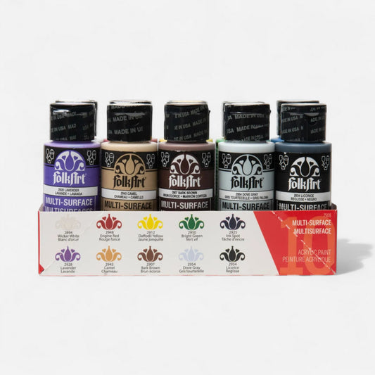 Folkart® Multi-Surface Acrylic Paint Set of 10 - BASICS