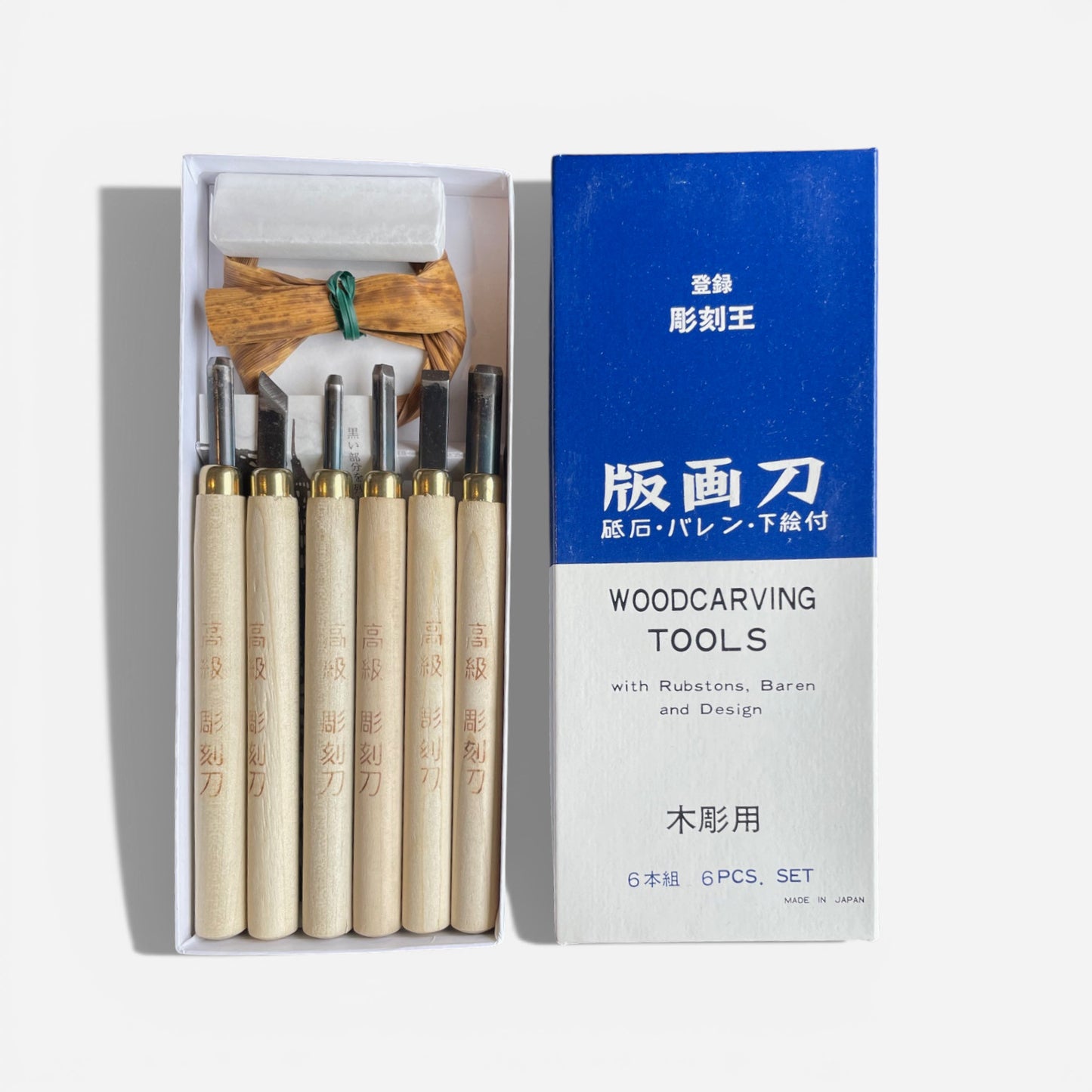 Japanese 6pcs Lino Carving Tools Set with Stone & Baren
