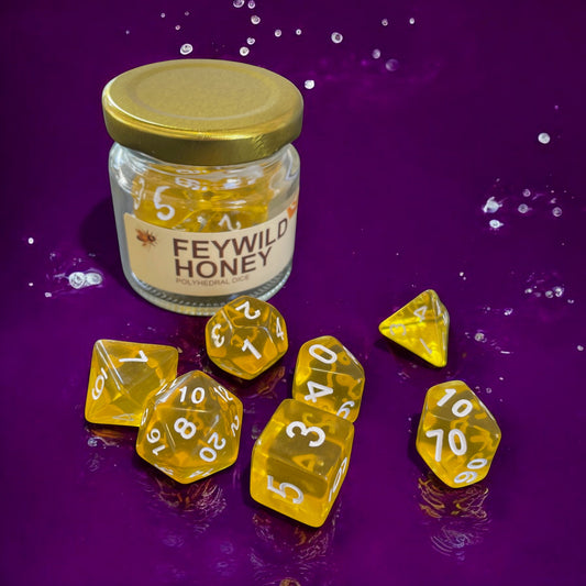 Polyhedral 7pc Gaming Dice Set - Feywild Honey
