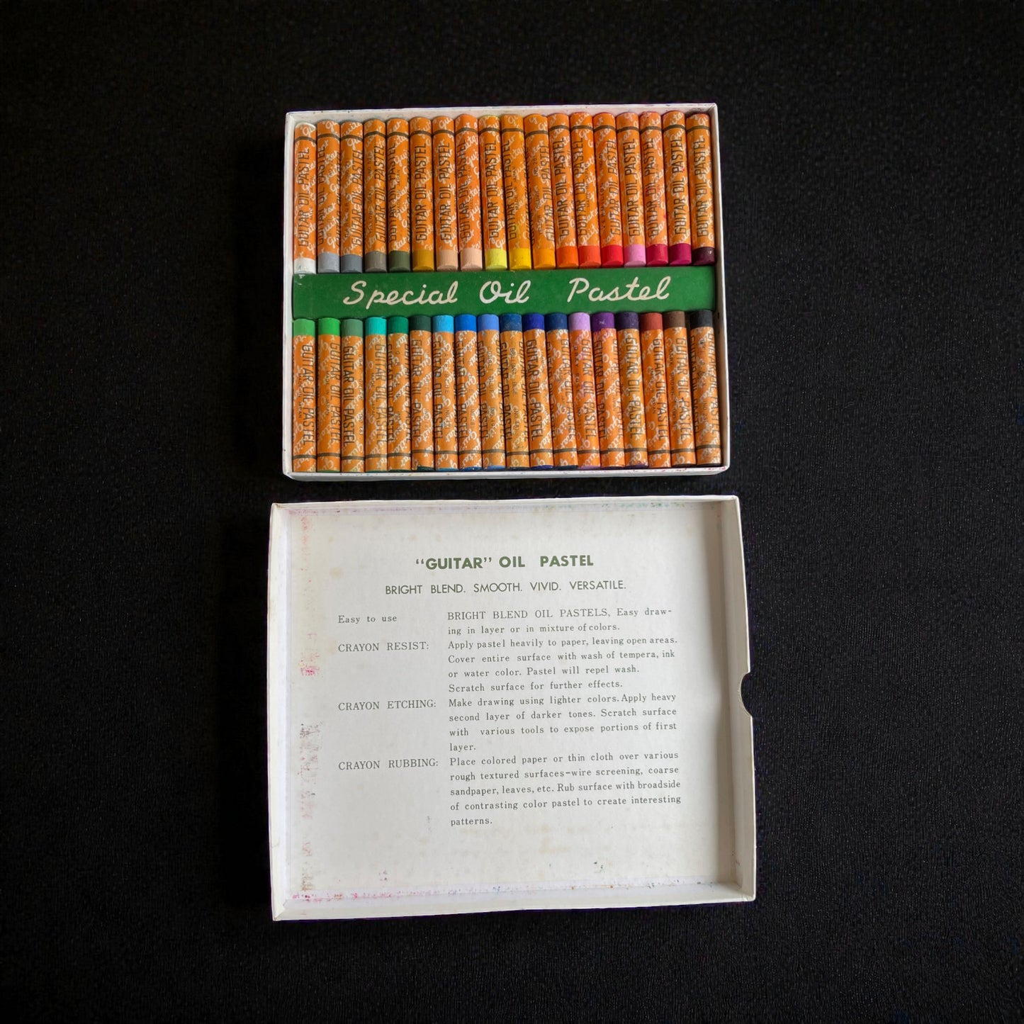 Vintage Japanese Guitar Oil Pastel Sets - 36 Small Sticks