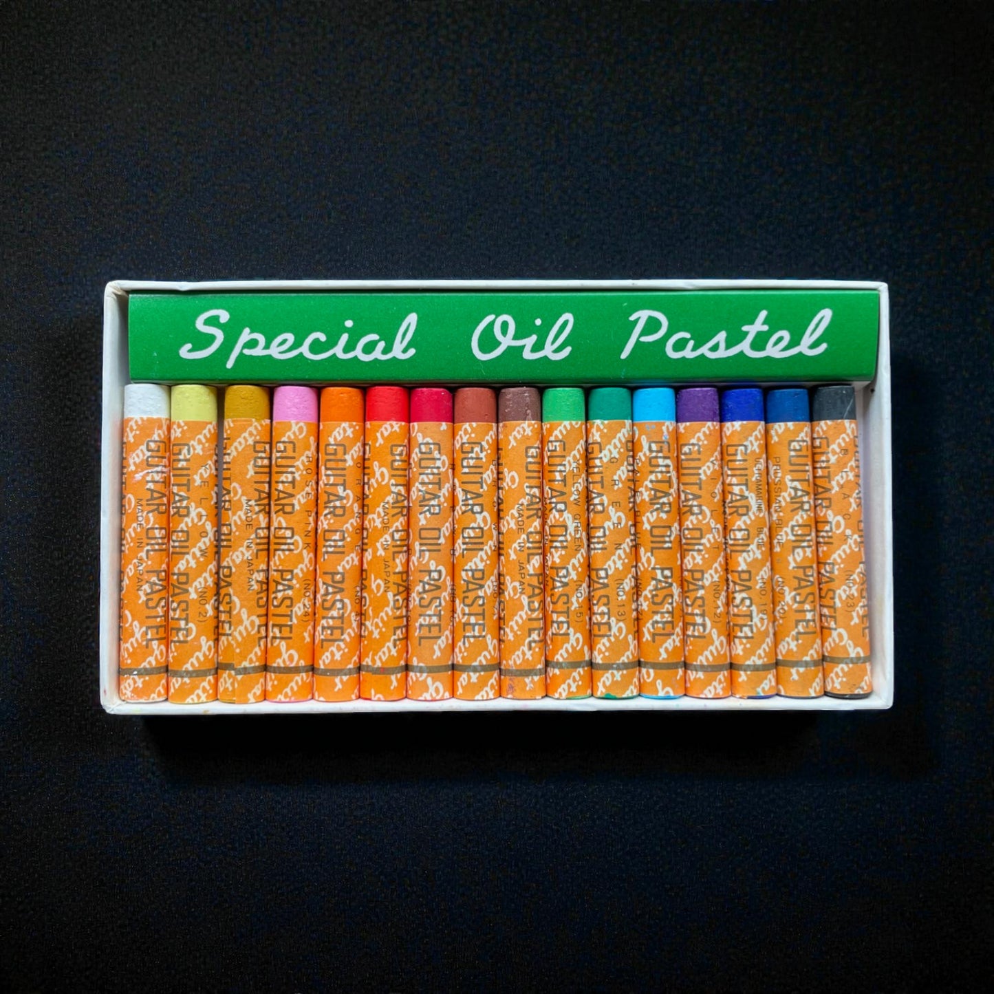 Vintage Japanese Guitar Oil Pastel Sets - 16 Small Sticks