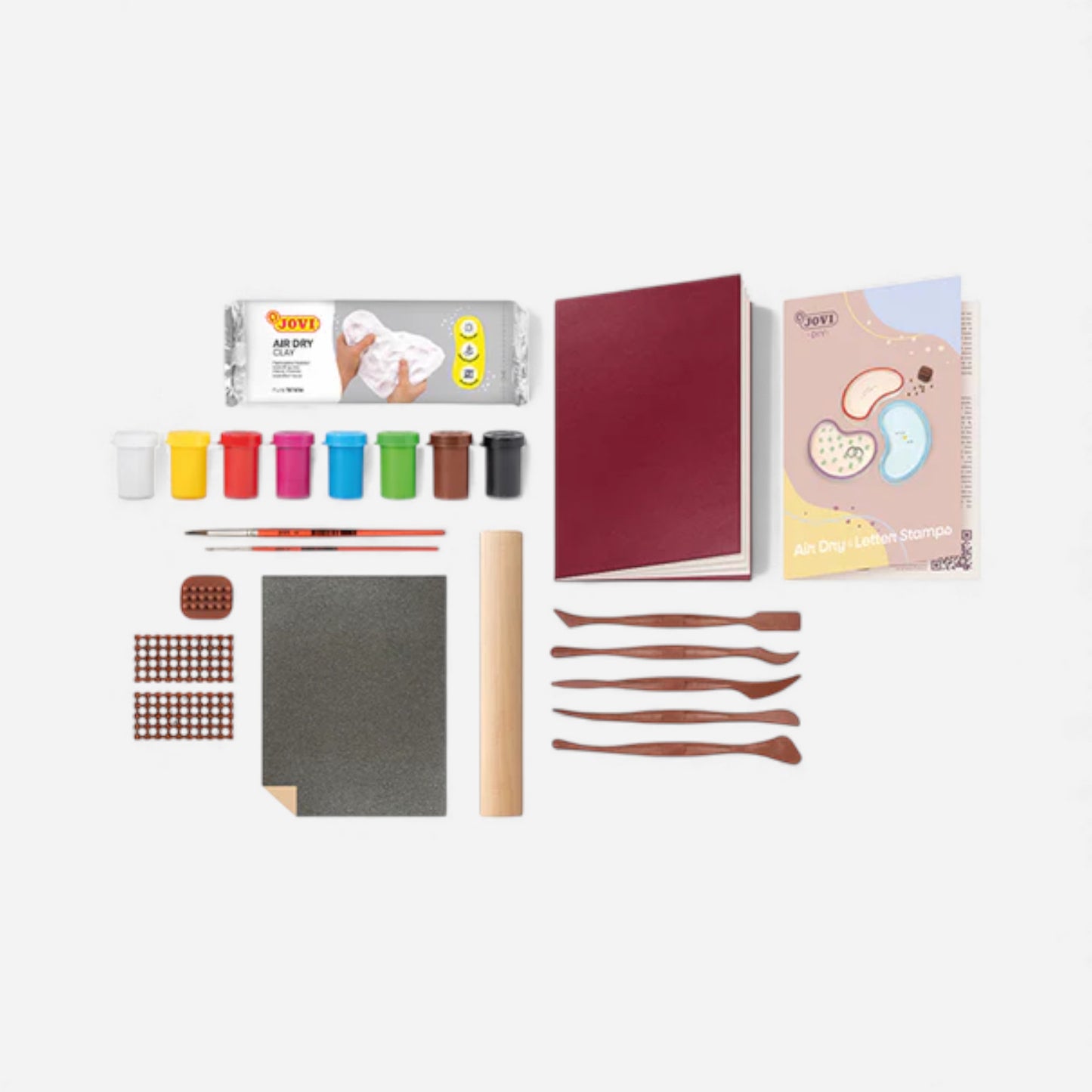 Jovi DIY Pottery Clay Kit - Air-Dry & Letter Stamps