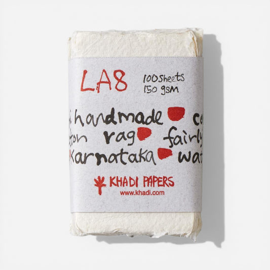 Khadi Paper Handmade 100% Cotton Sheets A8 Pack of 100