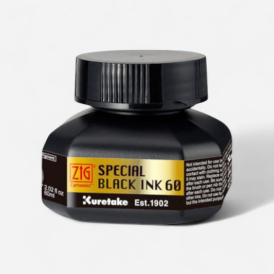 Kuretake ZIG® Cartoonist™️ SPECIAL Black Ink 60ml (matt finish)