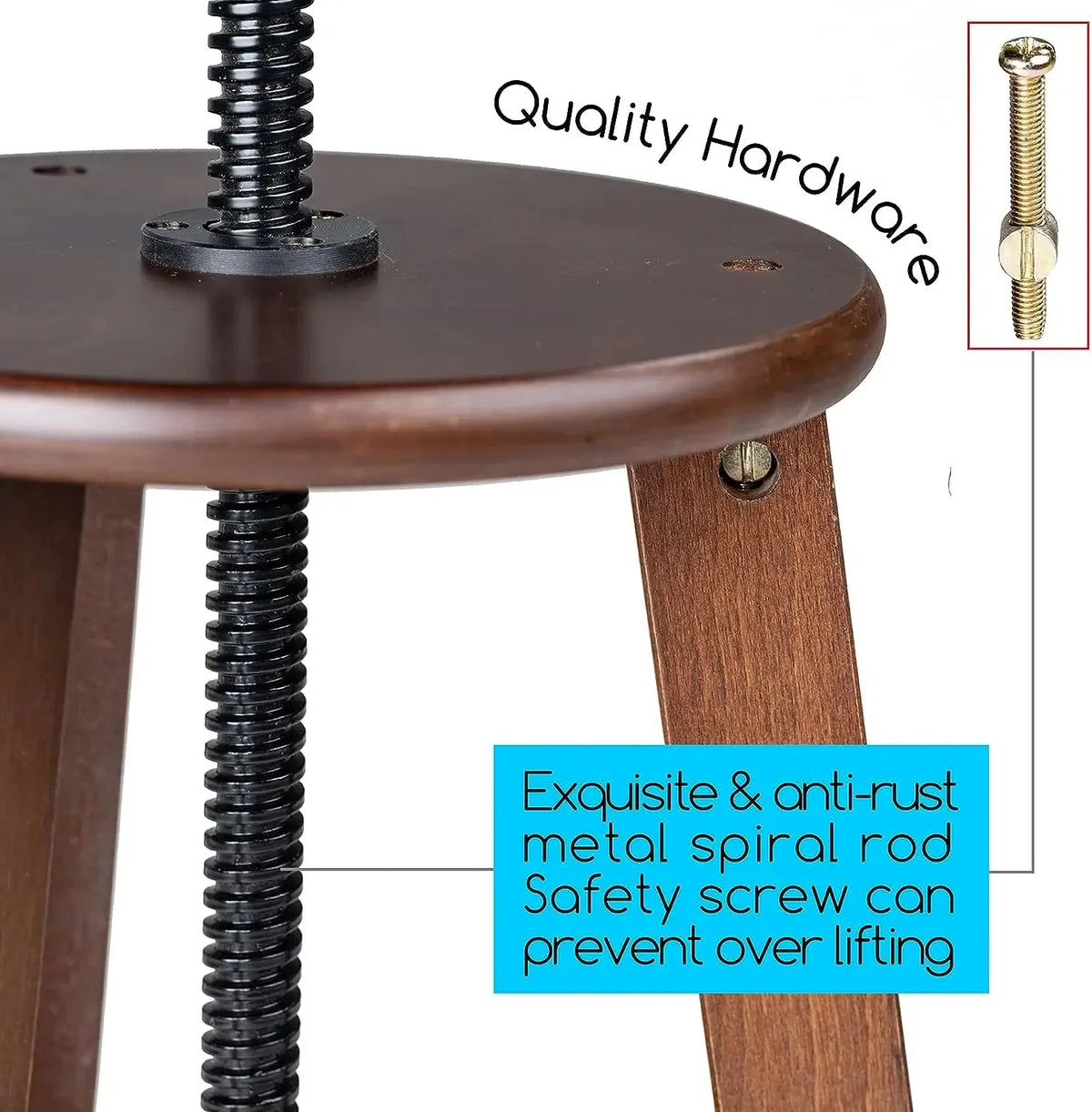 MEEDEN Wooden Adjustable Swivel Studio Stool