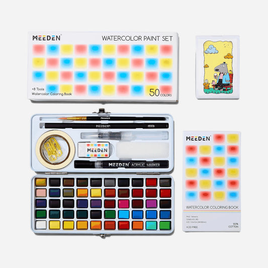 MEEDEN Complete Watercolour Kit 50 Colour Palette