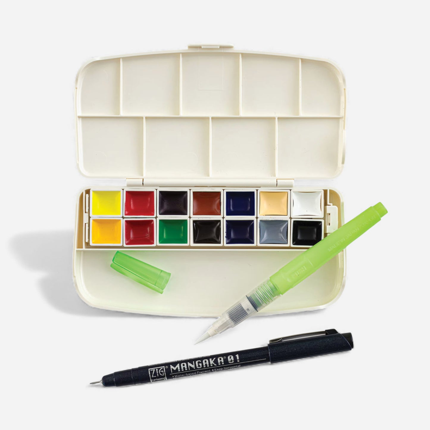 Kuretake GANSAI Portable 14 Colour Travel Set