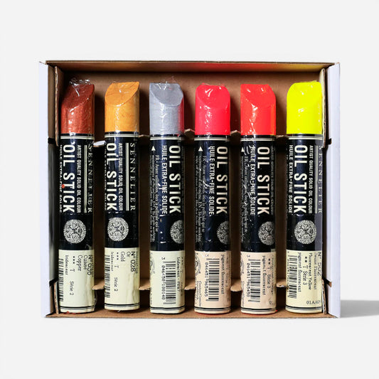 Sennelier Solid Oil Sticks Medium Set of 6 Fluro & Metallics