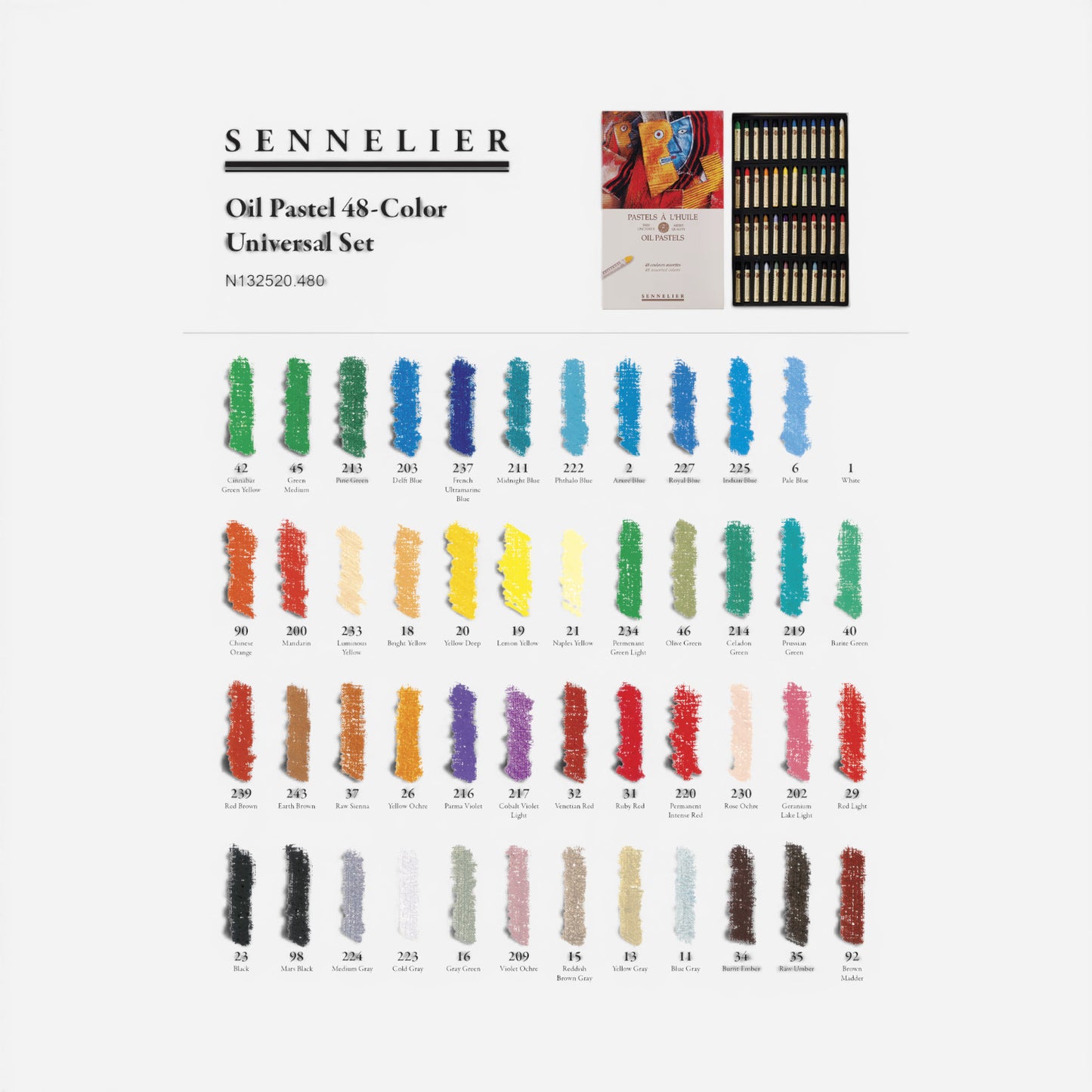 Sennelier Oil Pastels 48 Assorted Colour Set