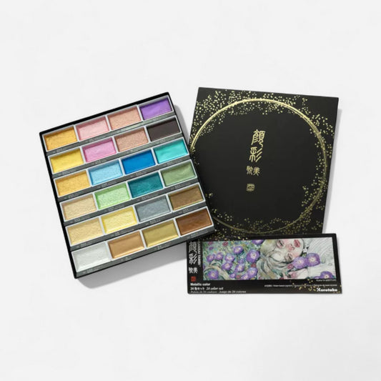 Kuretake GANSAI TAMBI 24 Metallic Watercolour Set II - Special Edition Packaging