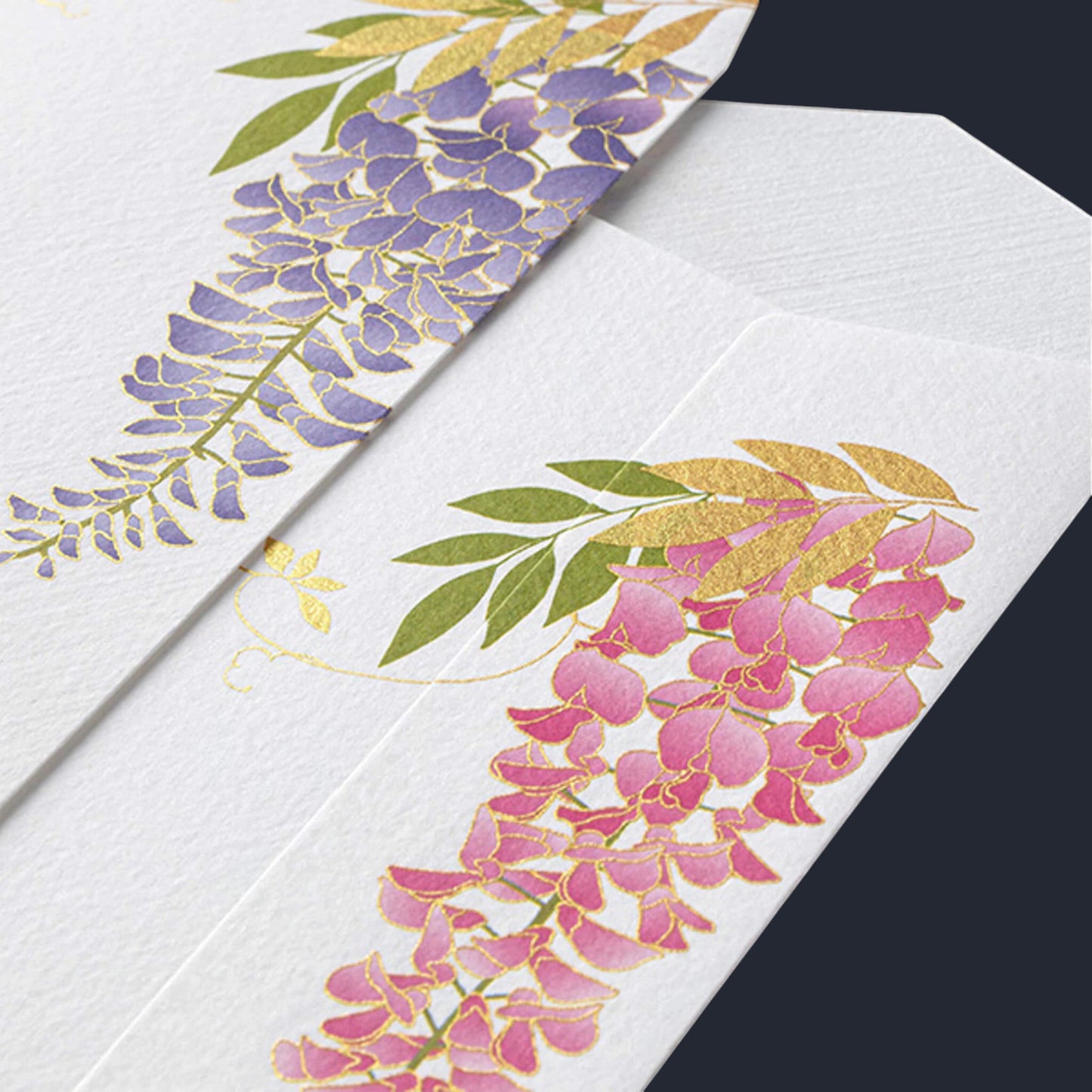 Midori Kami Series Gold-Foiled Letter Writing Sets - Wisteria