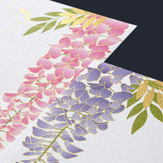 Midori Kami Series Gold-Foiled Letter Writing Sets - Wisteria